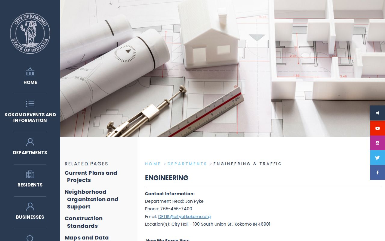 Kokomo Engineering and Traffic neighborhood support page for block research